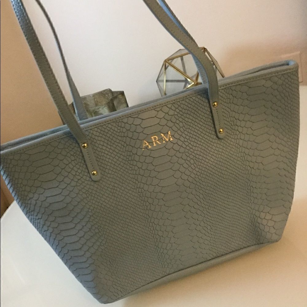 NWT Gigi New York, python embossed Soft Blue bag … - image 2